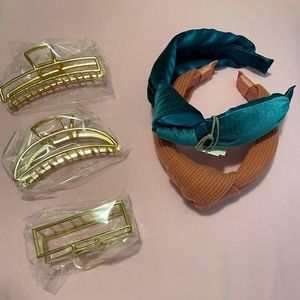 Hair Claw Clips (3) + Headbands (2)